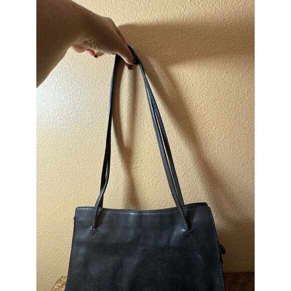 Vintage Monsac Leather Shoulder Bag With Dual Straps Black - Picture 3 of 11